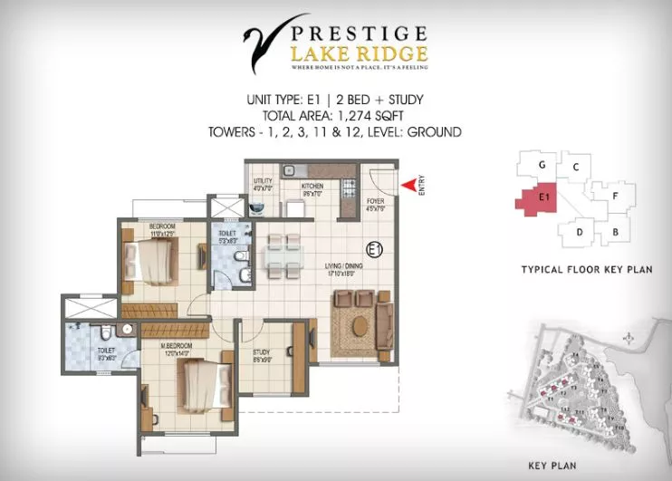 2BHK-1274-Prestige-Lake-Ridge