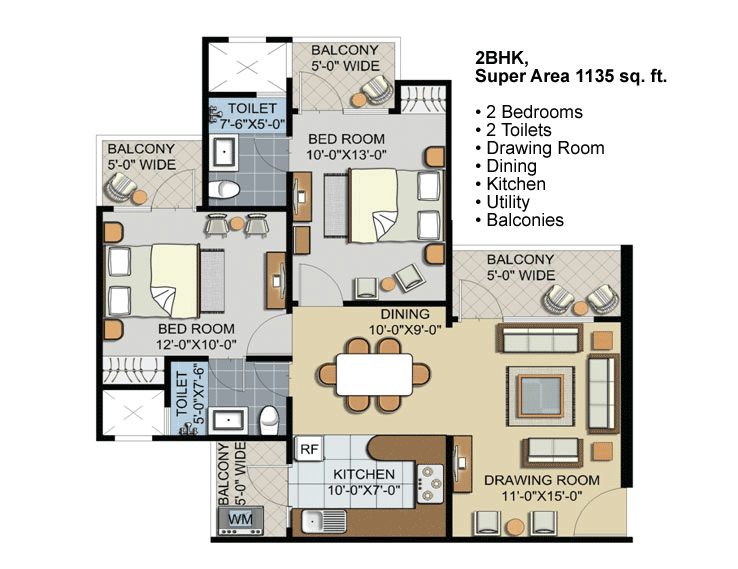 civitech-samprit-floor-plan-2bhk-1135-sq-ft