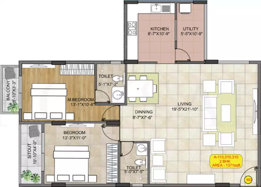hoysala-hallmark-lalith-2bhk-floorplan
