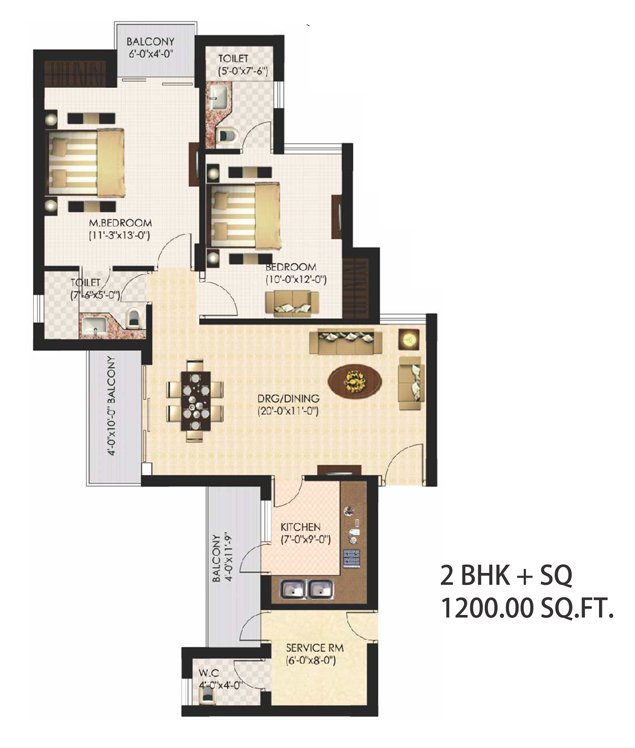urbtech-xaviers-apratments-2bhk-1200sq-ft